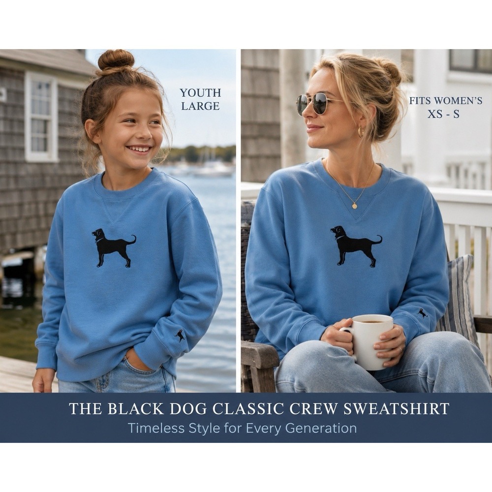The Black Dog Kids Sweatshirt L Classic Crew NWT Calm Blue PTP 19.75" Fits W Sm